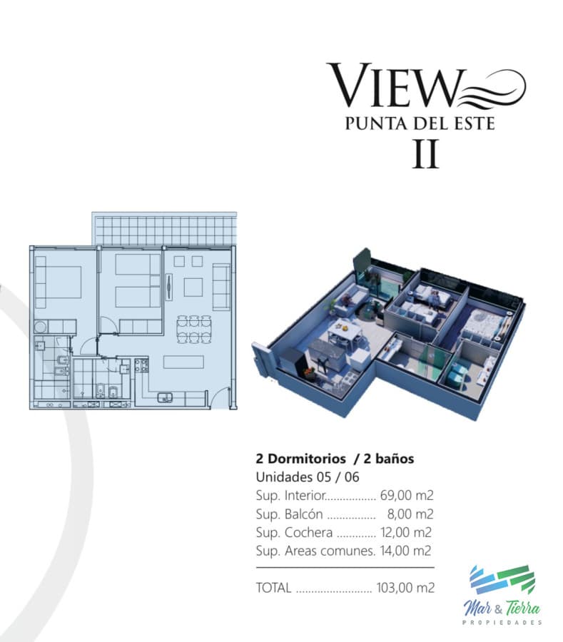 APARTAMENTO EN VENTA, 2 DORMITORIOS, TORRE VIEW 2 ENTREGA 2025