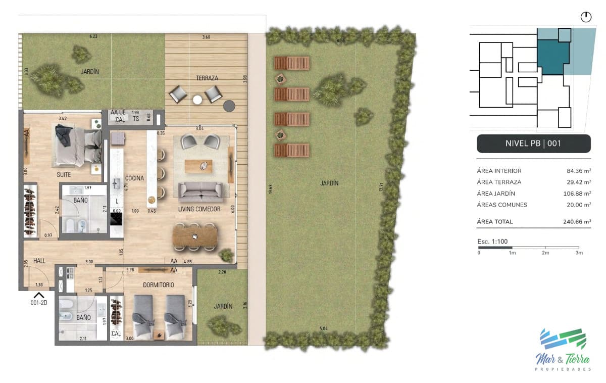 Venta en playa Mansa, primera linea 2 dormitorios 2 baños