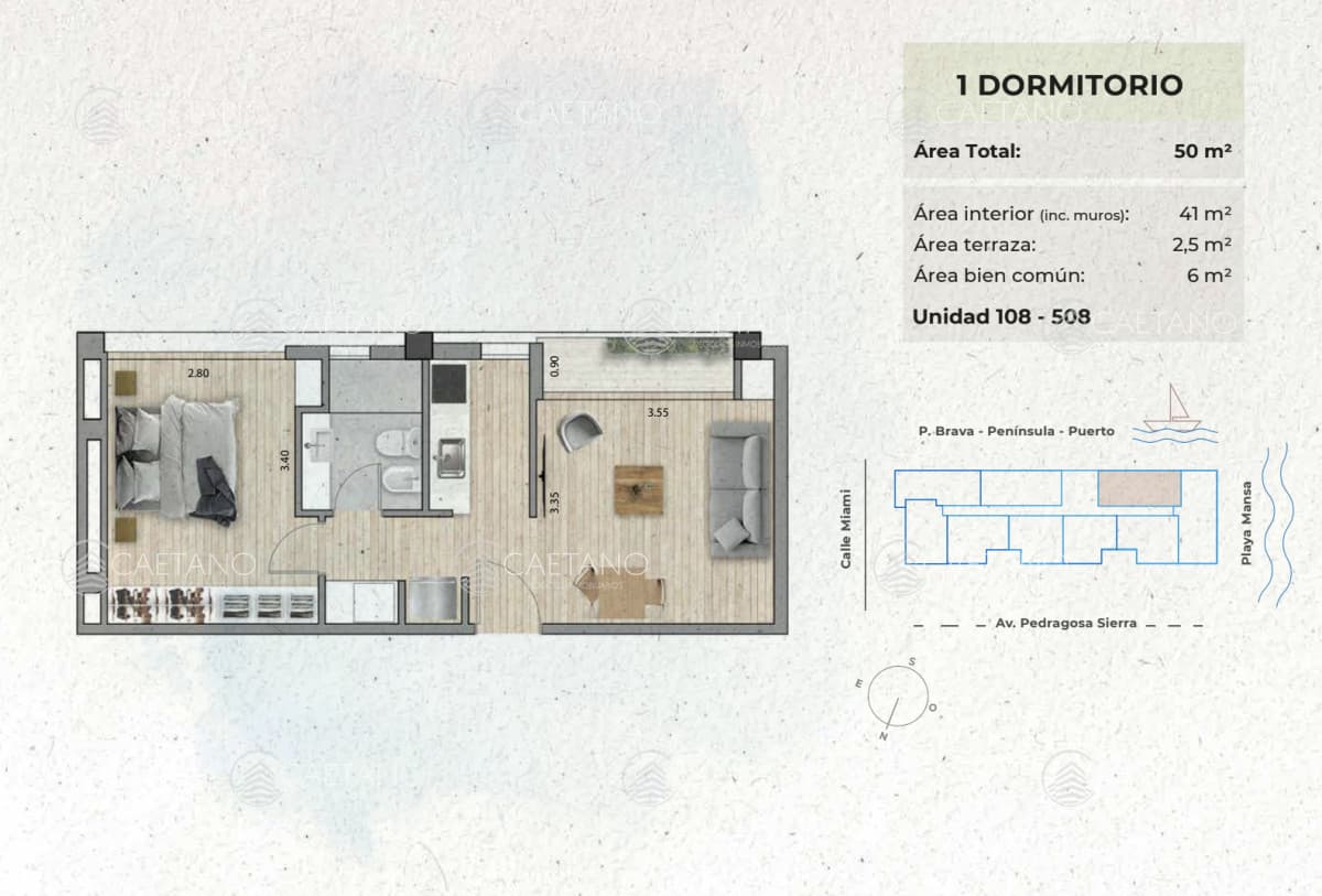 Venta apartamento 1 dormitorio - Playa Mansa - Punta del Este