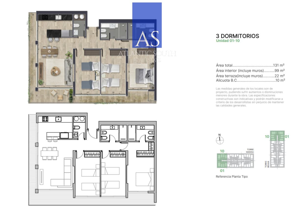 Apartamento 3 dormitorios Torres del Este Brava