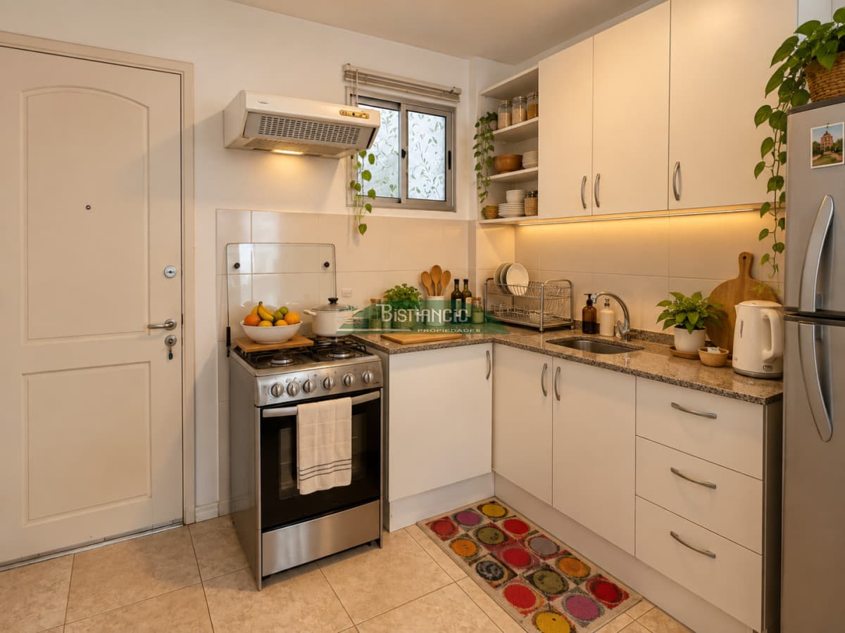 Departamento en Maldonado PB con patio y parrillero, 2 dorm 1 baño, living comedor con estufa a leña, cochera techada. Precio de venta US$ 120.000.