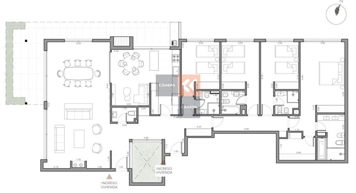 Venta apartamento de 4 dormitorios en Carrasco Sur + terraza con parrillero propio