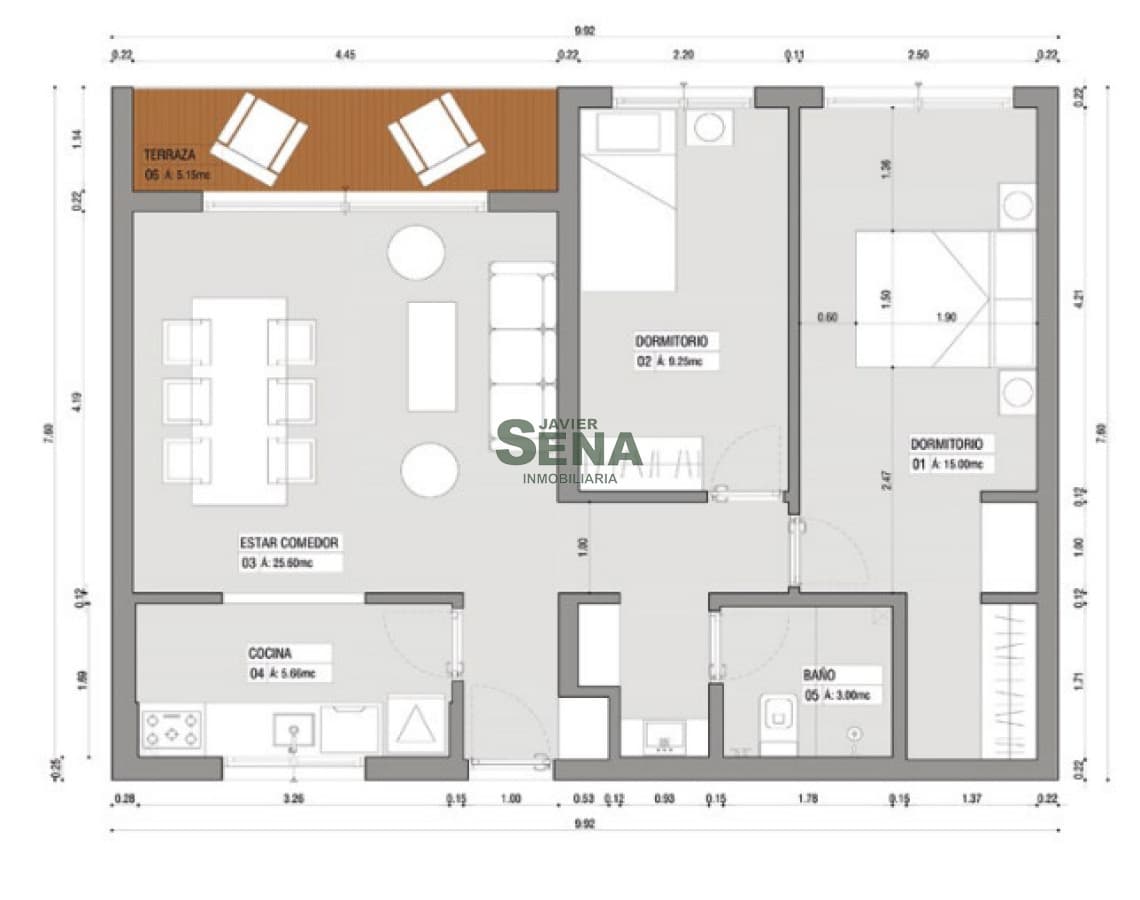 Venta de apartamento a estrenar de 2 dormi. baño, para vivir todo el año.