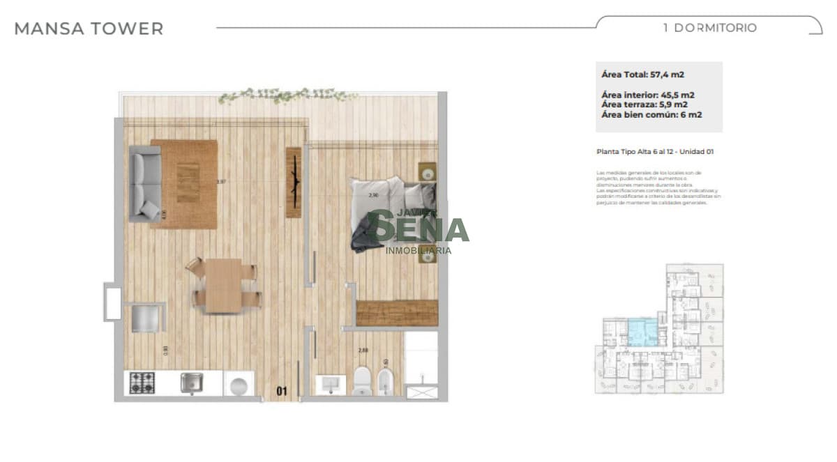 Venta de apartamento en la Roosevelt a estrenar, 1 dormitorio, baño, piscina, muy rentables.