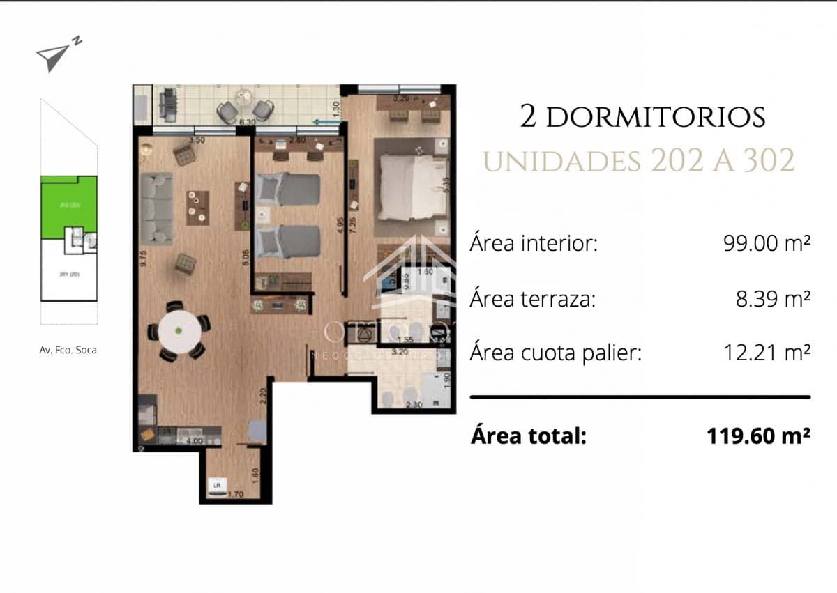 Apartamento de 2 dormitorios en Pocitos!